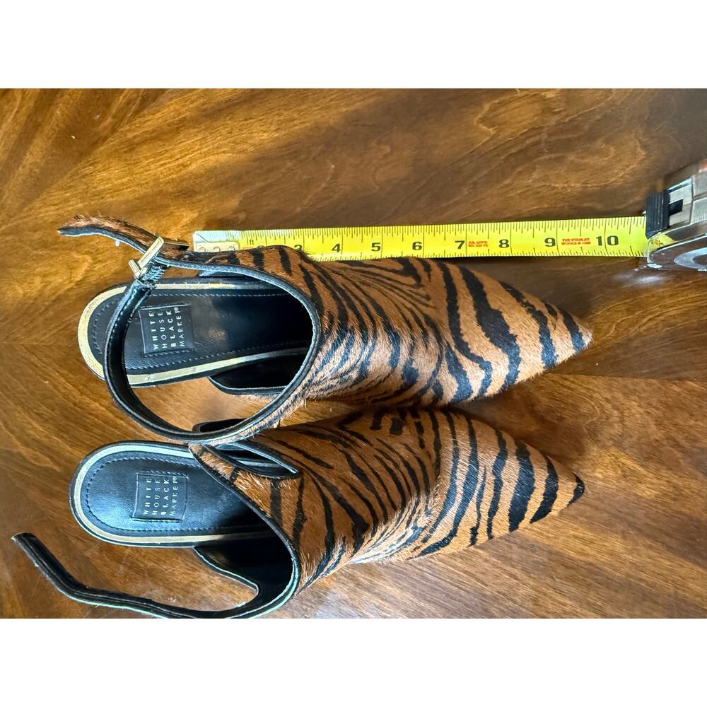 White House Black Market Slingback Heels Womens Size 9M Tiger Print Calf Hair - Picture 12 of 14